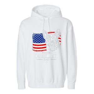 Proud Cattle Dog Heeler Dad American Flag Patriotic Dog Gift Garment-Dyed Fleece Hoodie