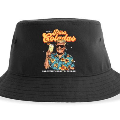 Pina Coladas Donald Trump Summer Vacation Hawaii Beach Funny Sustainable Bucket Hat