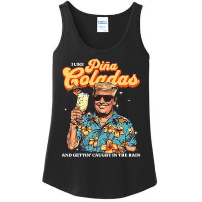 Pina Coladas Donald Trump Summer Vacation Hawaii Beach Funny Ladies Essential Tank