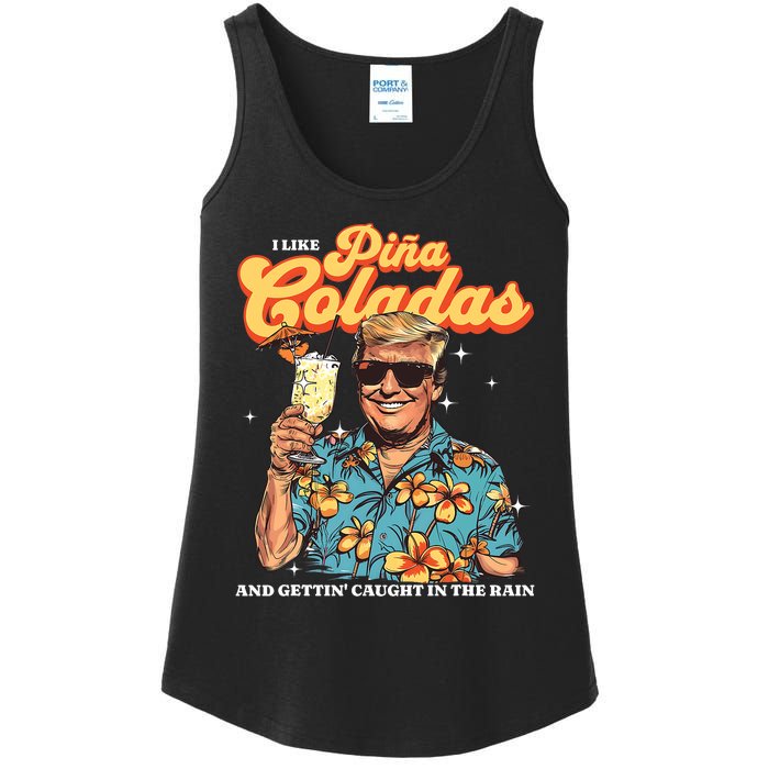 Pina Coladas Donald Trump Summer Vacation Hawaii Beach Funny Ladies Essential Tank