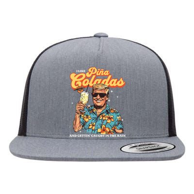 Pina Coladas Donald Trump Summer Vacation Hawaii Beach Funny Flat Bill Trucker Hat