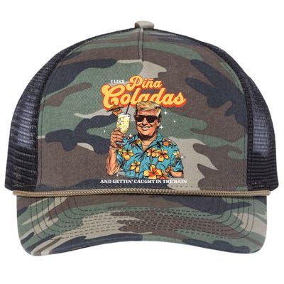 Pina Coladas Donald Trump Summer Vacation Hawaii Beach Funny Retro Rope Trucker Hat Cap