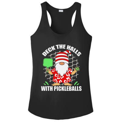 Pickleball Christmas Deck The Halls With Pickleballs Santa Ladies PosiCharge Competitor Racerback Tank