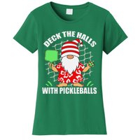 Pickleball Christmas Deck The Halls With Pickleballs Santa Women's T-Shirt