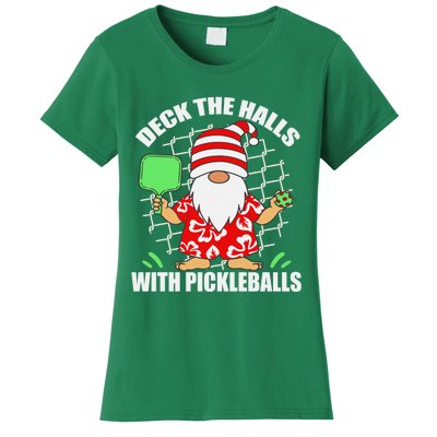 Pickleball Christmas Deck The Halls With Pickleballs Santa Women's T-Shirt