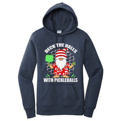 Pickleball Christmas Deck The Halls With Pickleballs Santa Women's Pullover Hoodie