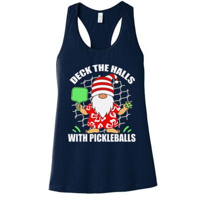 Pickleball Christmas Deck The Halls With Pickleballs Santa Women's Racerback Tank