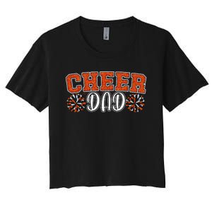 Proud Cheer Dad My Favorite Cheerleader Calls Me Dad Orange Women's Crop Top Tee