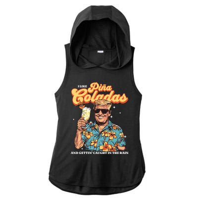 Pina Coladas Donald Trump Summer Vacation Hawaii Beach Funny Ladies PosiCharge Tri-Blend Wicking Draft Hoodie Tank