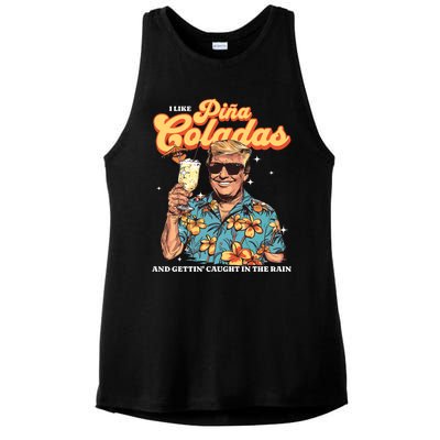 Pina Coladas Donald Trump Summer Vacation Hawaii Beach Funny Ladies PosiCharge Tri-Blend Wicking Tank