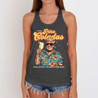 Pina Coladas Donald Trump Summer Vacation Hawaii Beach Funny Women's Knotted Racerback Tank