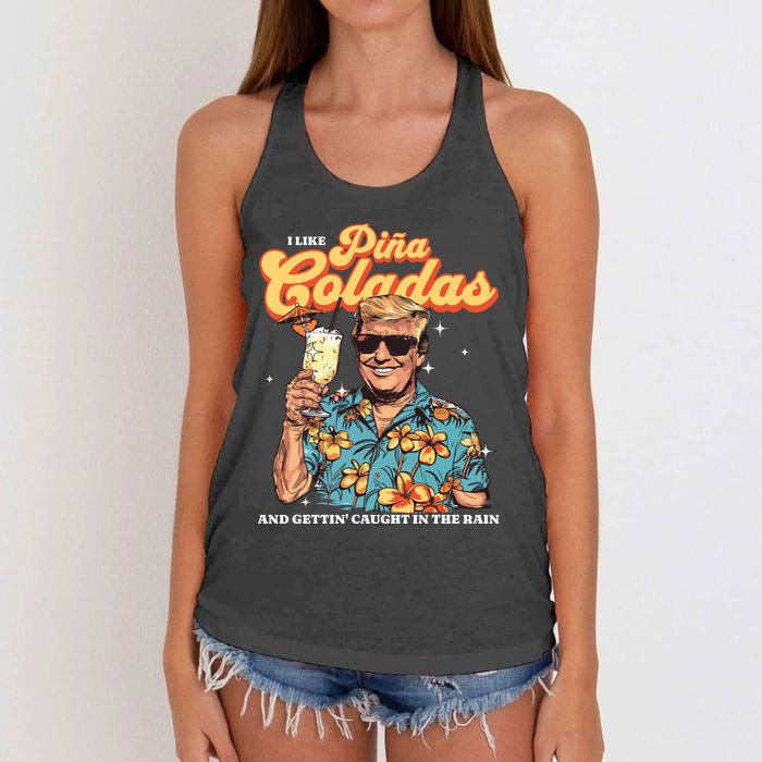 Pina Coladas Donald Trump Summer Vacation Hawaii Beach Funny Women's Knotted Racerback Tank