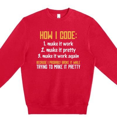 Programmer Coder Developer Programming Coding Great Gift Premium Crewneck Sweatshirt