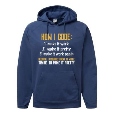 Programmer Coder Developer Programming Coding Great Gift Performance Fleece Hoodie