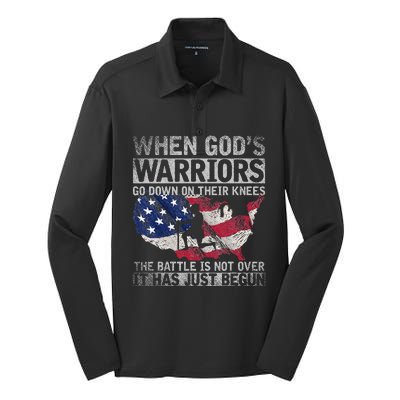 Patriotic Christian Devotee God Christianity US Flag Jesus Silk Touch Performance Long Sleeve Polo