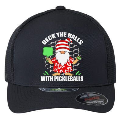 Pickleball Christmas Deck The Halls With Pickleballs Santa Gift Flexfit Unipanel Trucker Cap