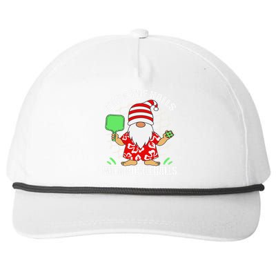 Pickleball Christmas Deck The Halls With Pickleballs Santa Gift Snapback Five-Panel Rope Hat