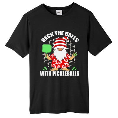 Pickleball Christmas Deck The Halls With Pickleballs Santa Gift Tall Fusion ChromaSoft Performance T-Shirt