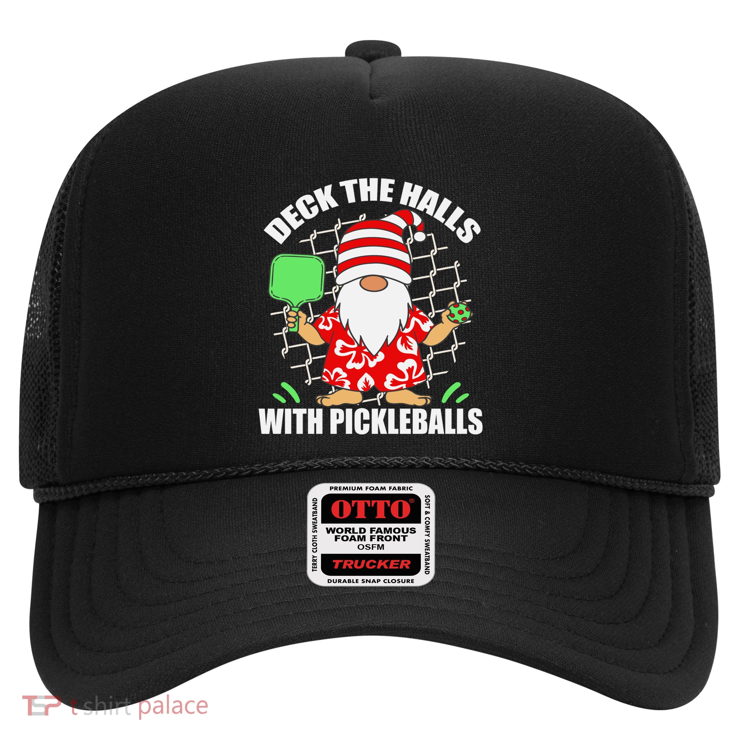 Pickleball Christmas Deck The Halls With Pickleballs Santa Gift Trucker Hat