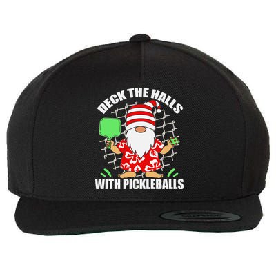 Pickleball Christmas Deck The Halls With Pickleballs Santa Gift Wool Snapback Cap