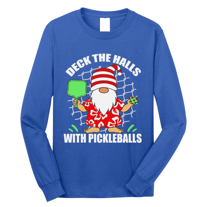 Pickleball Christmas Deck The Halls With Pickleballs Santa Gift Long Sleeve Shirt