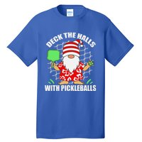 Pickleball Christmas Deck The Halls With Pickleballs Santa Gift Tall T-Shirt