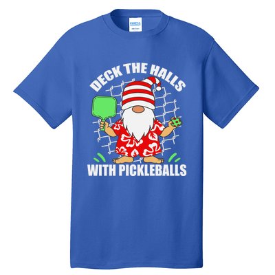 Pickleball Christmas Deck The Halls With Pickleballs Santa Gift Tall T-Shirt