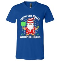 Pickleball Christmas Deck The Halls With Pickleballs Santa Gift V-Neck T-Shirt