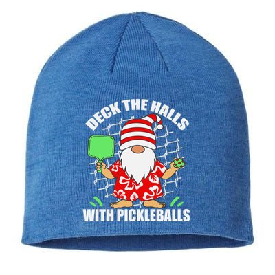 Pickleball Christmas Deck The Halls With Pickleballs Santa Gift Sustainable Beanie