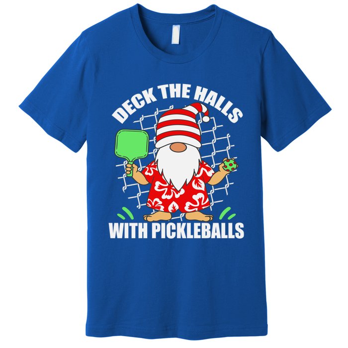 Pickleball Christmas Deck The Halls With Pickleballs Santa Gift Premium T-Shirt