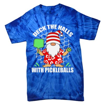 Pickleball Christmas Deck The Halls With Pickleballs Santa Gift Tie-Dye T-Shirt