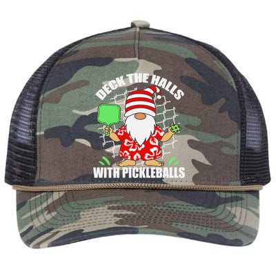 Pickleball Christmas Deck The Halls With Pickleballs Santa Gift Retro Rope Trucker Hat Cap