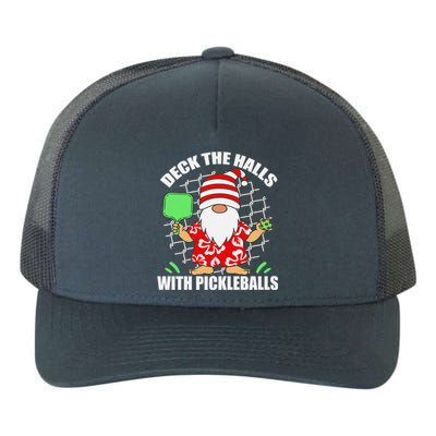 Pickleball Christmas Deck The Halls With Pickleballs Santa Gift Yupoong Adult 5-Panel Trucker Hat