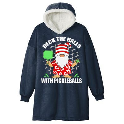 Pickleball Christmas Deck The Halls With Pickleballs Santa Gift Hooded Wearable Blanket