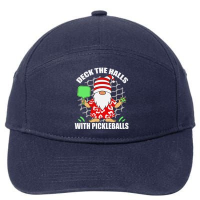 Pickleball Christmas Deck The Halls With Pickleballs Santa Gift 7-Panel Snapback Hat