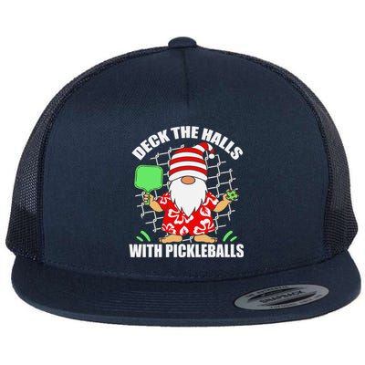 Pickleball Christmas Deck The Halls With Pickleballs Santa Gift Flat Bill Trucker Hat