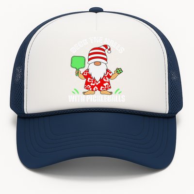 Pickleball Christmas Deck The Halls With Pickleballs Santa Gift Trucker Hat