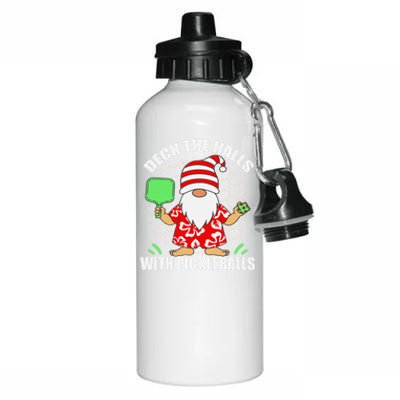 Pickleball Christmas Deck The Halls With Pickleballs Santa Gift Aluminum Water Bottle