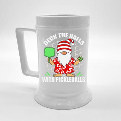 Pickleball Christmas Deck The Halls With Pickleballs Santa Gift Beer Stein