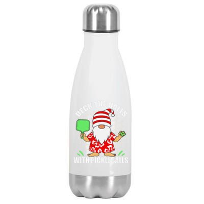 Pickleball Christmas Deck The Halls With Pickleballs Santa Gift Stainless Steel Insulated Water Bottle