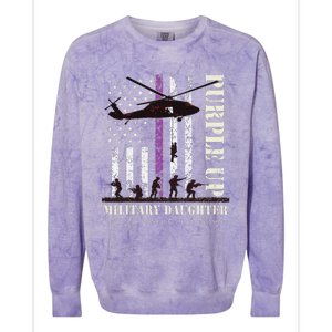 Purple Children's Dress Up Military Children's Month American Flag Colorblast Crewneck Sweatshirt