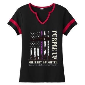 Purple Children's Dress Up Military Children's Month American Flag Ladies Halftime Notch Neck Tee