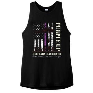 Purple Children's Dress Up Military Children's Month American Flag Ladies PosiCharge Tri-Blend Wicking Tank