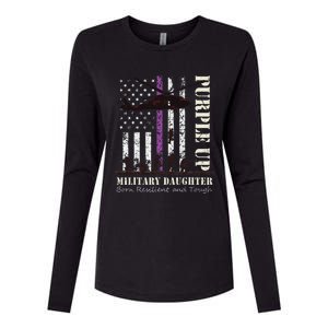 Purple Children's Dress Up Military Children's Month American Flag Womens Cotton Relaxed Long Sleeve T-Shirt