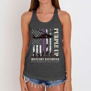 Purple Children's Dress Up Military Children's Month American Flag Women's Knotted Racerback Tank