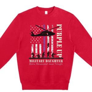 Purple Children's Dress Up Military Children's Month American Flag Premium Crewneck Sweatshirt