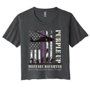 Purple Children's Dress Up Military Children's Month American Flag Women's Crop Top Tee