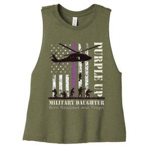 Purple Children's Dress Up Military Children's Month American Flag Women's Racerback Cropped Tank