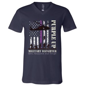 Purple Children's Dress Up Military Children's Month American Flag V-Neck T-Shirt