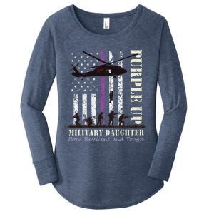 Purple Children's Dress Up Military Children's Month American Flag Women's Perfect Tri Tunic Long Sleeve Shirt